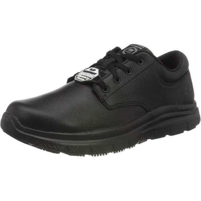 Skechers Chaussures de travail Skechers Flex Advantage Sr Fourche pour homme - Noir - Lacets - Semelle en caoutchouc