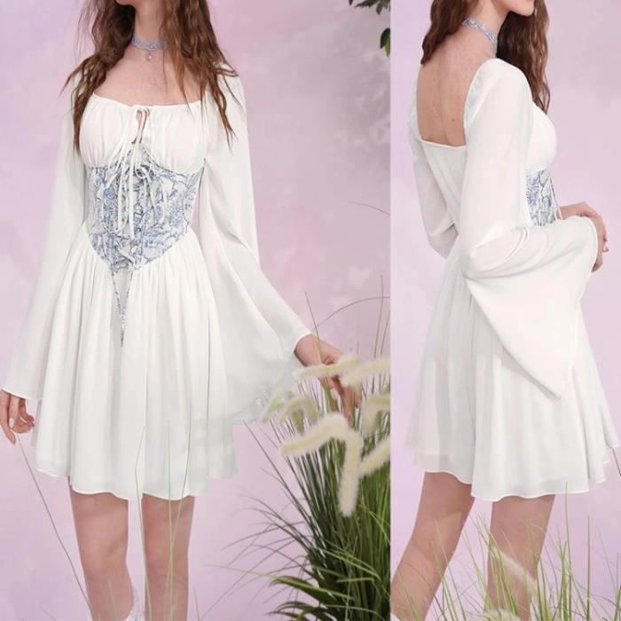 Robe Femme M S S R Manches Longues Rayures Rose/blanc - Taille 40, Coton, Occasion Très Bon état