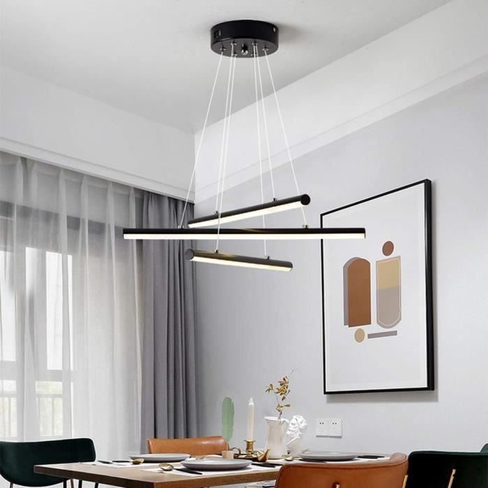 Suspension LED triangle noir moderne en aluminium pour salle à manger bar