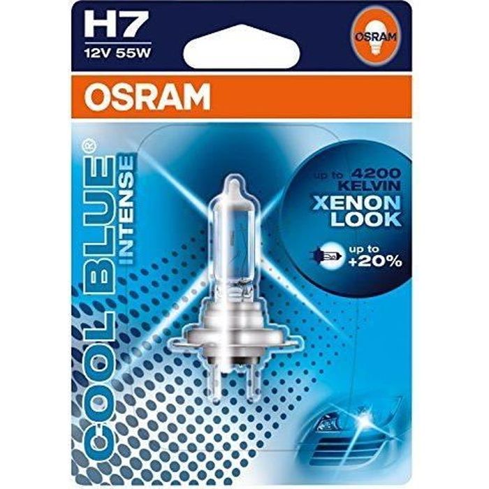 OSRAM COOL BLUE INTENSE Lampe halogène H7 64210CBI-01B 4200K et 20% de  lumière en plus en blister simple - Cdiscount Maison