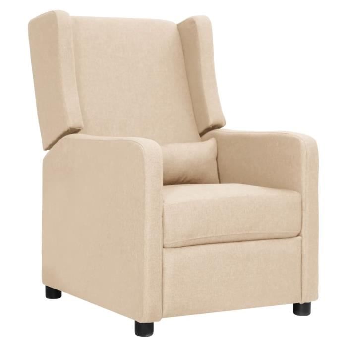 fauteuil de relaxation inclinable ovonni - contemporain - crème tissu - elégance - chic - 1 place