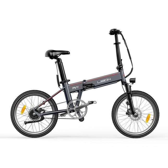 Vélo Électrique PVY Libon 20.4AH - Moteur 500W Double Batterie 36V10.4AH+36V10AH Freins à Disque Hydrauliques Autonomie 260KM Gris