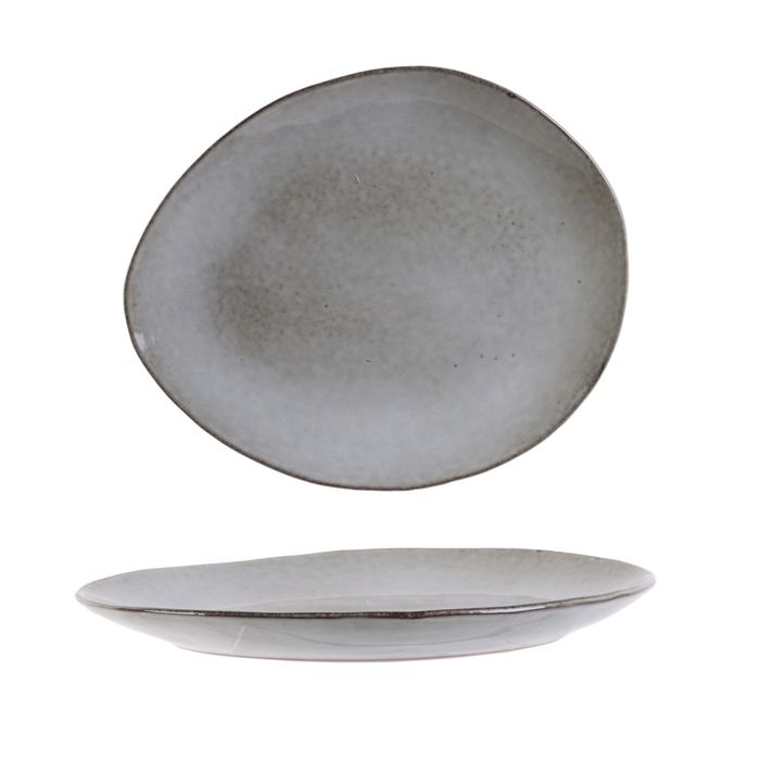 Assiette à dessert - HOME DECO FACTRY - Au gré du temps - Forme galet - Gris - Céramique