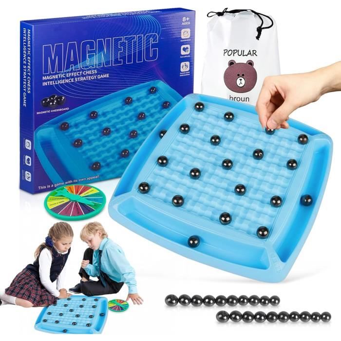 Jeu Stratégie Échiquier Magnétique Portable - Jeu Voyage - 20 Pièces Aimantées - Sac Inclus Cluster Jeu Aimanté