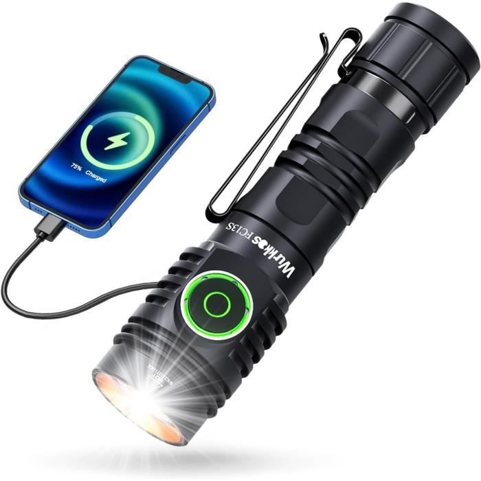 Wurkkos Lampe Poche Tactique LED Rechargeable – TD01C Lampe de Torche Ultra Puissante lumineuse SFT40 LED 1800 Lumens avec Pilote Régulé Buck IP68 1000 m Plus Longue Portée USB C