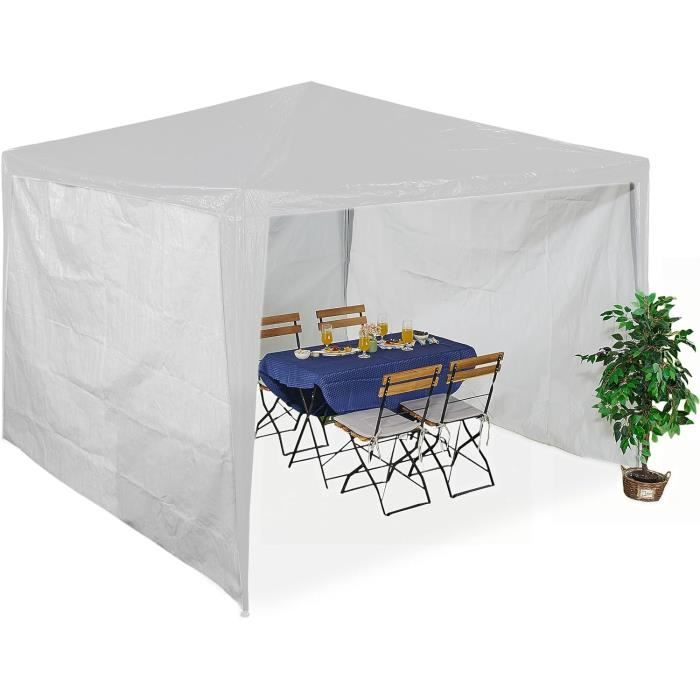 Protection Pavillon Jardin Parois Latérales Pour Tonnelle Relaxdays - Lot De 4, 2x3 M, Gris - Protection Vent/Pluie Avec Fenêtres Paroi Pavillon Fenêtre