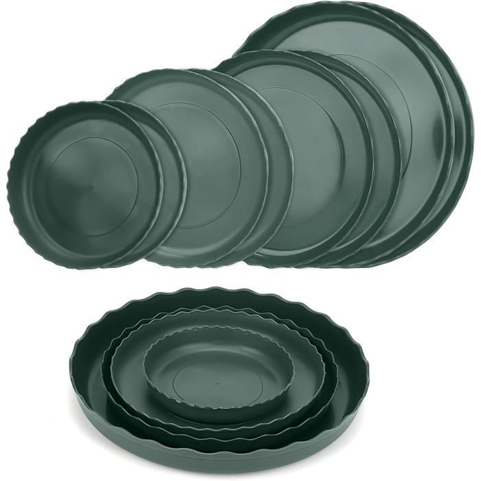 5 Soucoupes Pour Pots De Fleurs - 22cm, Noir | Plateau Récupérateur D'eau, Intérieur/extérieur - 4
