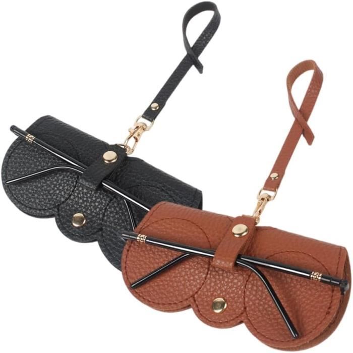 Étui à Lunettes Souple En Cuir PU - Pochette De Rangement Portable 20x9 Cm, Doublure Douce - 9