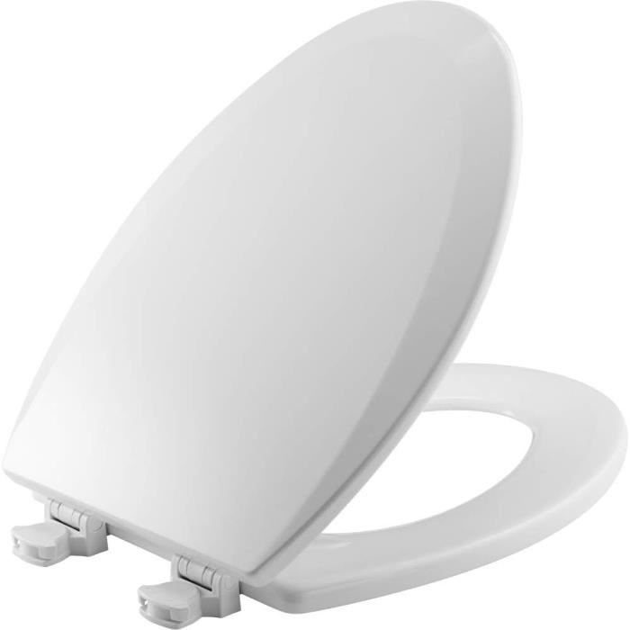 Abattant WC Blanc Universel – Siège Toilette Avec Couvercle, Fermeture Douce, Charnières Inox, 45.4 × 36.5 Cm