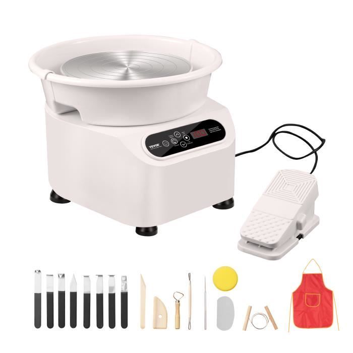 Tour De Potier 350W Pour Adultes & Débutants - Avec Pédale, Bassin Amovible & Kit Outils - Vitesse 0-300 Tr/min, Rotation Bidirectionnelle - 7