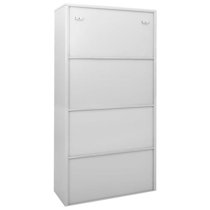 RUIDA Armoire à bureau porte coulissante Gris clair 90x40x180cm Acier