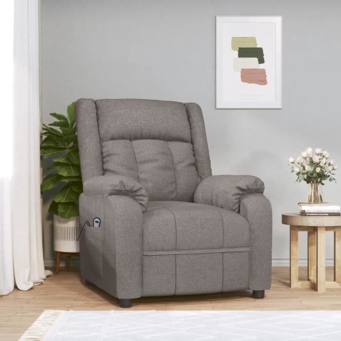 vidaXL Fauteuil inclinable électrique Taupe Tissu 3143575