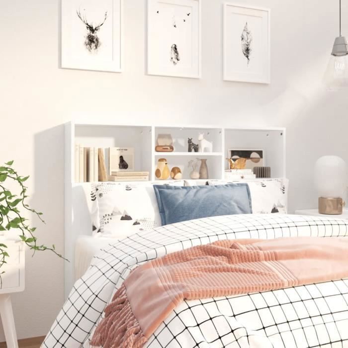 Armoire de tête de lit - VIDAXL - Blanc - 120x19x1035 cm