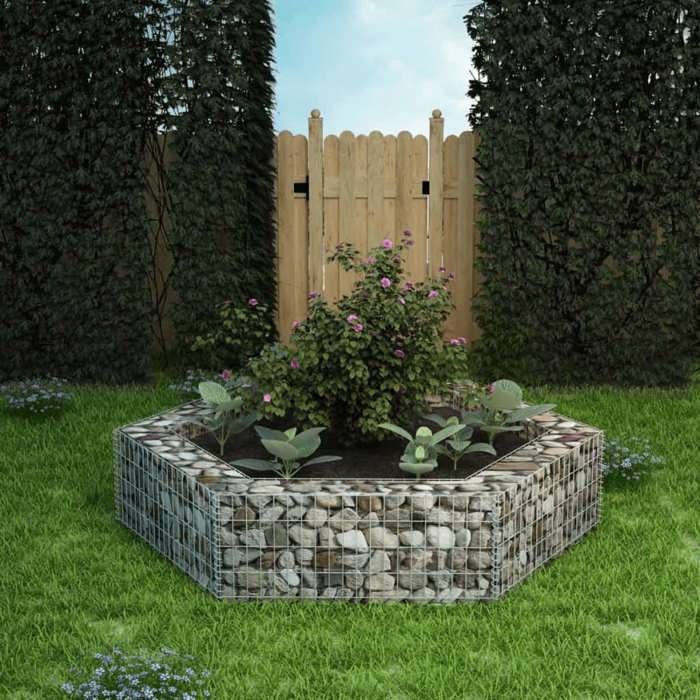vidaXL Lit à Gabion Hexagonale 200x173x40 cm - vue 2