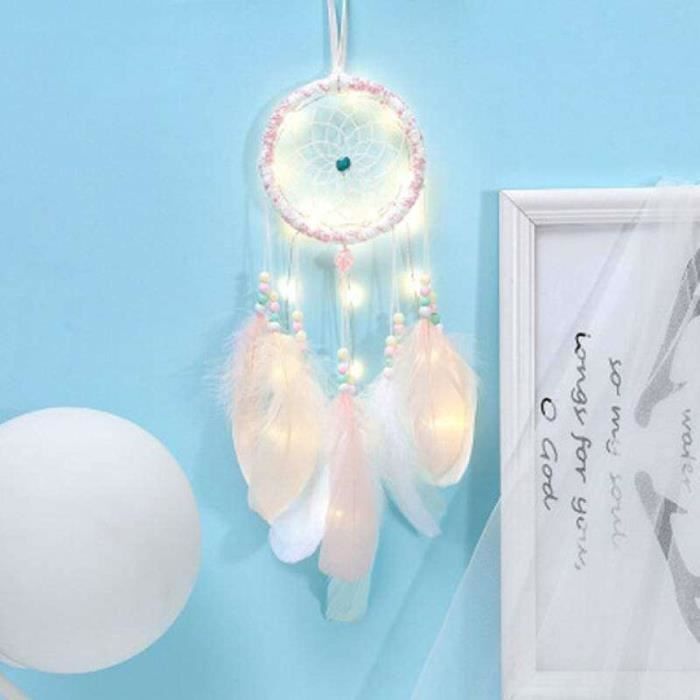 Capteur Rêve Indien LERTREEUK Attrape-Rêves Fait Main Avec Plumes - Décoration Murale Chambre Enfant