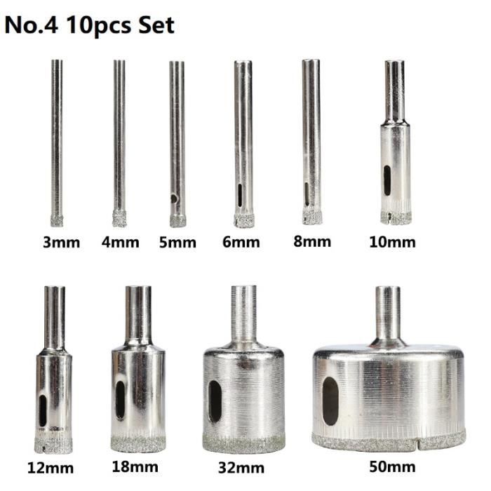 10pcs Foret Au Diamant, 0.8-4.0mm Diamant Foret Hélicoïdal