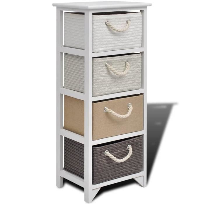 Armoire de rangement - ZERODIS - ZER7324977458200 - 4 tiroirs - Bois de Paulownia - Dimensions 35x27x86 cm