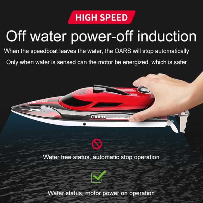 Mini Bateau RC électrique étanche – Télécommande 20-30 M, Vitesse Rapide, Pour Piscine Ou Lac – Rouge (piles Non Incluses)