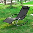 SoBuy® OGS28-Sch Fauteuil à bascule Chaise longue Transat de jardin Bain de soleil avec repose-pieds et 1 pochette latérale - Noir-1