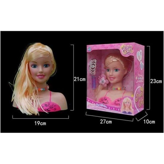 Mysta 17 Pièces Tête à Coiffer et Maquiller Tête de Maquillage pour Enfants avec Accessoires de Modelage Jeux de rôle Jouet Fillette Cadeau