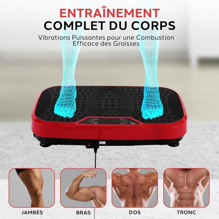 Plateforme Vibrante 200 Vitesses – Perte De Poids, Drainage Lymphatique, 400 Lbs, Avec Bandes De Résistance