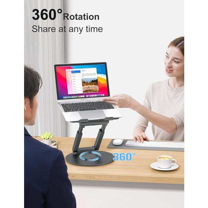 Support Réglable Pour Ordinateur Portable Jusqu'à 40 Cm - Ergonomique, Rotatif 360°, Pliable, Pour Bureau Et Déplacement