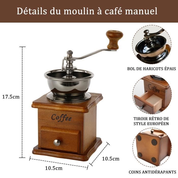 Moulin à grains de café manuel en bois classique a - Cdiscount  Electroménager