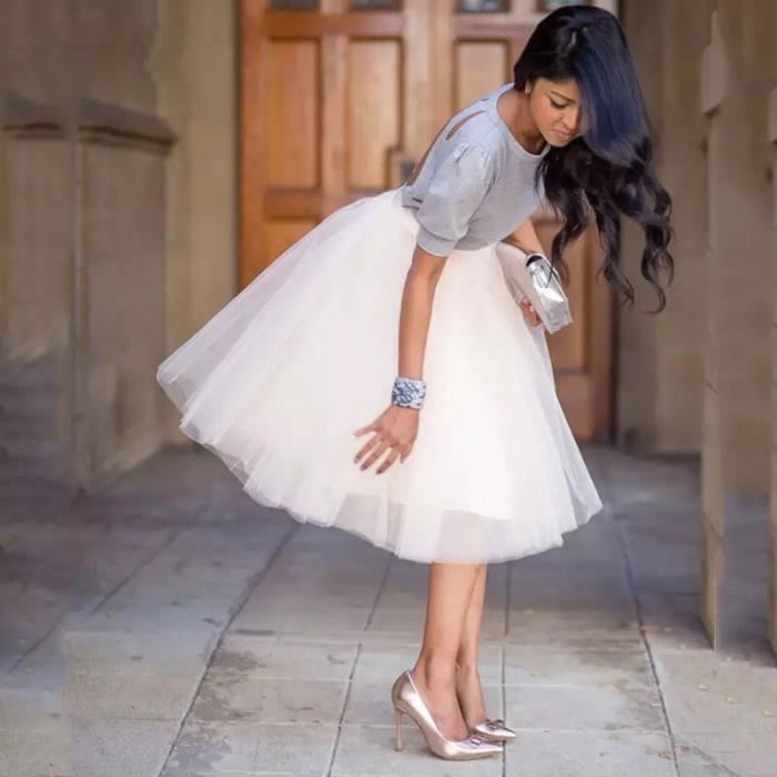 Jupe Tutu Bouffante en Tulle pour Femme Jupon Lolita 5 Couches 60cm a la Mode pour Patients de Mariage Demoiselle royal blue Blanc Cdiscount Pret a Porter