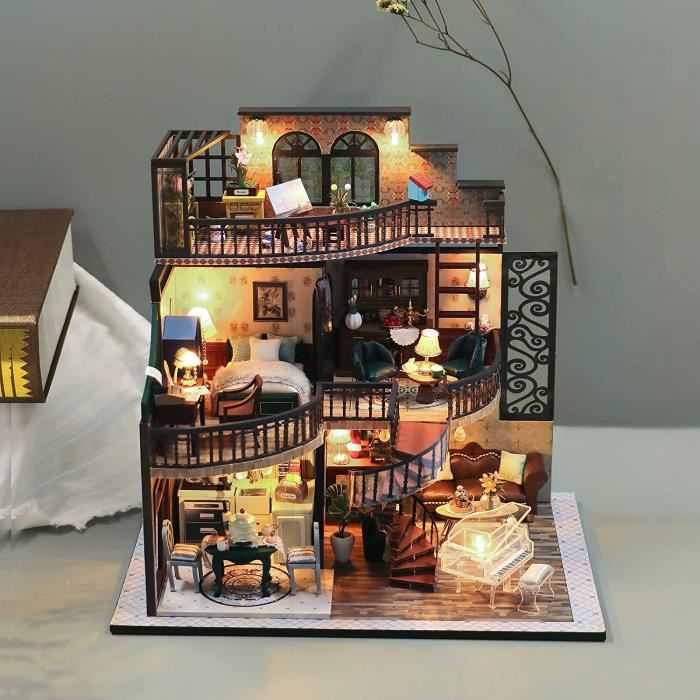 Cuteefun Maquette Maison Miniature pour Débutants à Construire, DIY Maison  de Poupée Miniature Bois en Kit avec Meubles Anti-Poussière et Outils,  Cadeau de Bricolage Artisanal (Coin de Jardin) : : Jeux et