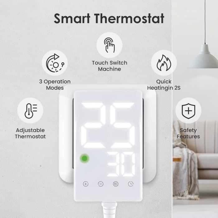 Chauffage Infrarouge 600W Hocosyme - Montage Mural Avec Thermostat Tactile - TÜV
