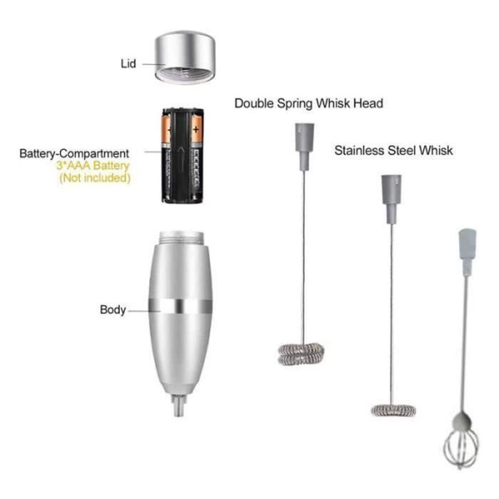 Mousseur à Lait,Fouet mousseur à lait électrique,Mousseur Lait Electrique,Acier Inoxydable,pour