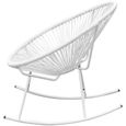 Chaise à bascule Fauteuil à bascule  72,5 x 77 x 90 cmChaise Relaxation de jardin en rotin synthétique blanc-2