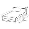 Chambre à coucher complète adulte Dallas (lit 180x200 cm King Size + 2 chevets + armoire), coloris gris foncé-2