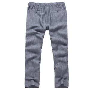 Pantalon Homme En Lin - Coupe Droite, Taille élastique, Idéal Pour L'été Et Les Vacances