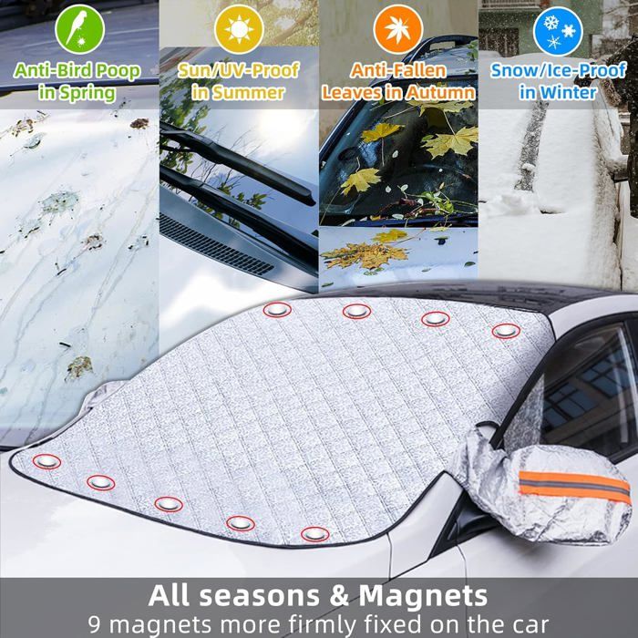 Housse Pare-Brise Anti-Givre 140×100 Cm – Protection Universelle Neige, Soleil, Gel & Poussière