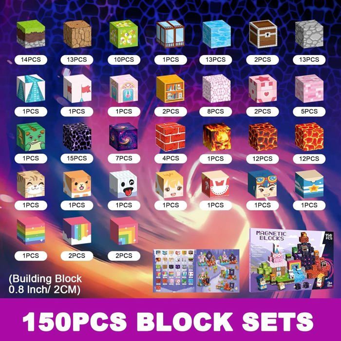 Blocs Magnétiques 100 Pièces 2 Cm - Jeu De Construction Enfant 3 Ans+ - 38 Couleurs, Aimants Puissants - Jouet éducatif Montessori - 2
