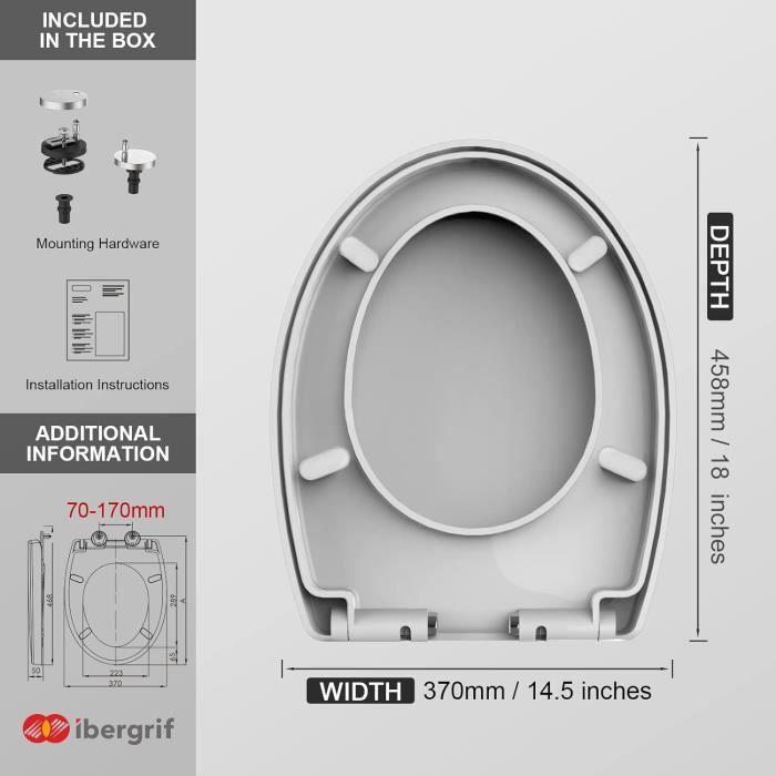 Abattant WC WOLTU Avec Frein De Chute - Marmo Bianco, Forme Ovale, Duroplast