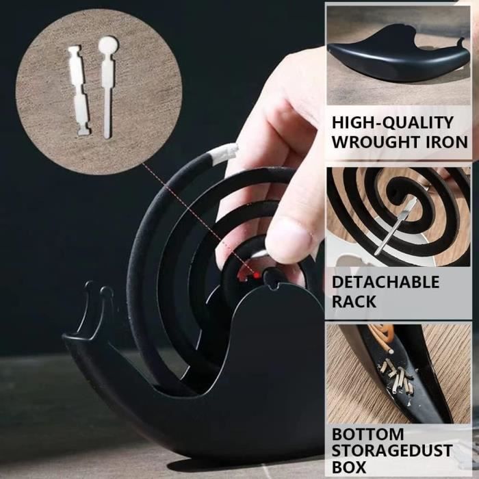 Porte-bobine Moustique Déco 2 Supports Bobines Anti-moustiques Métal - Design Escargot Déco Anti-moustique Extérieur