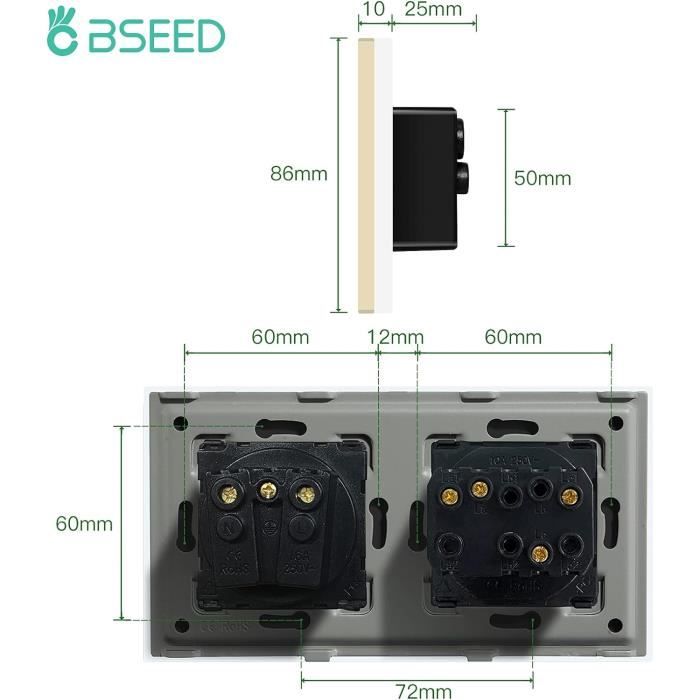 Interrupteur Bouton Poussoir Modulaire ABB 250V 16A - Réf. E225-11F, Occasion