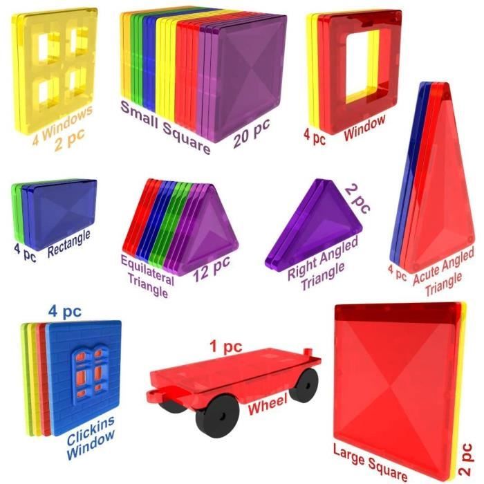 Blocs Magnétiques Desire Deluxe – 47 Pièces, Construction 2D/3D, éducatif, ABS Alimentaire, Dès 3 Ans