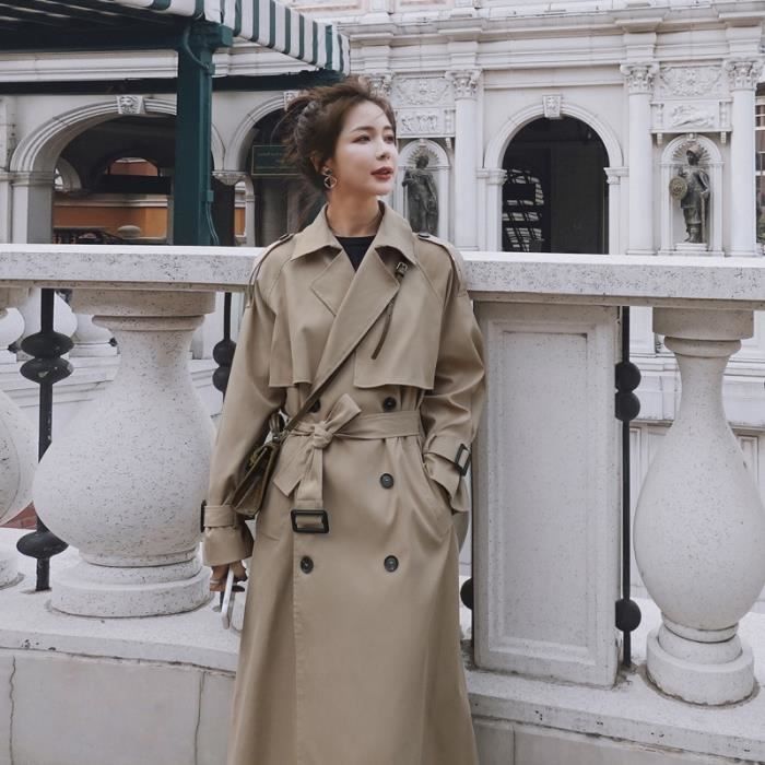 Manteau Casaco Feminino Harajuku Abrigo Automne 2020 Bleu Trench avec ceinture Blanc Cdiscount Pret a Porter