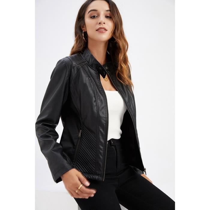 Jacket Longue Veste Simili Cuir Femme Blouson Femme Simili Cuir