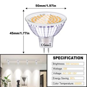 Spot LED 3x3W GU5.3 - Blanc Chaud - Dimensions 50x90mm - Classe énergétique A - Neuf (peut Présenter De Petits Défauts)