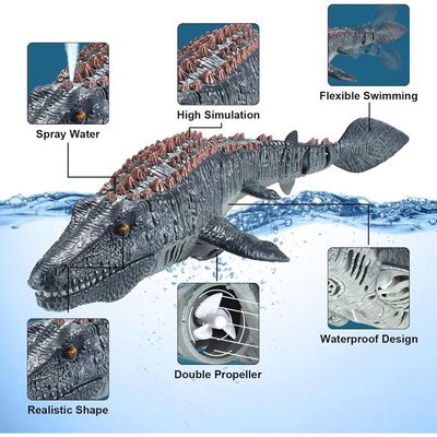 Mosasaurus Télécommandé – Jouet De Piscine 40 Cm – Simulateur De Plongée Avec LED, Pulvérisation D’eau, Rechargeable – Cadeau Enfant