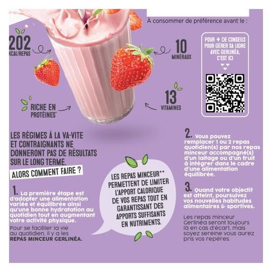 Repas minceur milkshake fraise - Gerlinéa