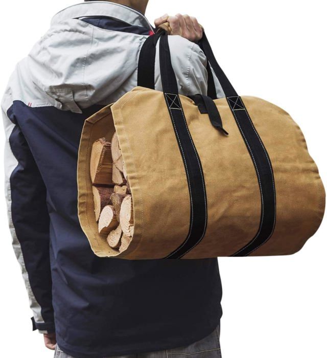 Sac De Transport Pour Bois De Chauffage En Oxford Imperméable - Grand Panier à Bois, Idéal Intérieur/Extérieur, Kaki