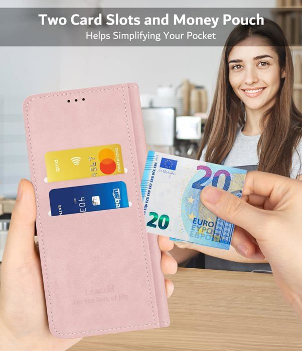 Coque Portefeuille Rabattable Pour Xiaomi Redmi Note 14 4G - Rose Gold - Similicuir Et Silicone - Protection Complète