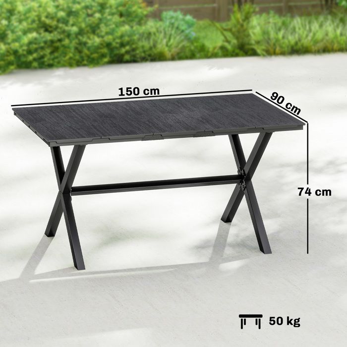 Relaxdays Table de jardin rectangulaire, terrasse et balcon, robuste et Relaxdays Table de jardin rectangulaire, terrasse et balcon, robuste et