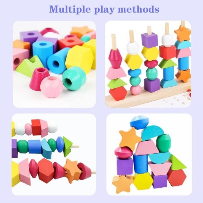 Lectorias Montessori Jouet de motricité en bois, jeu de tri et empilables, éducatif pour 1-3 ans