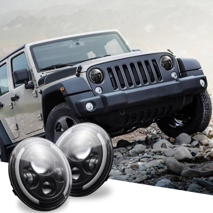 7  Pouce Rond LED Phares Paire Halo Angle Yeux Pour Jeep Wrangler